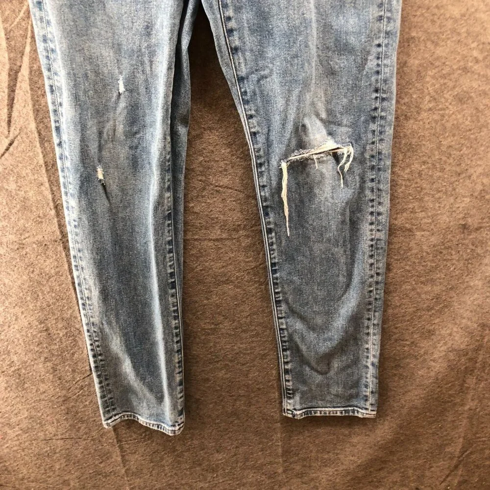 Uniqlo Slim Fit Jeans Mens 30‎ x 31 Blue Light Wash Stretch Distressed